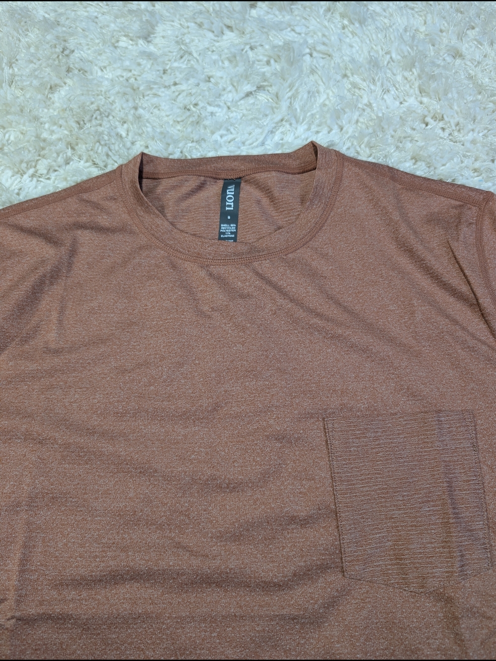 Vuori Heathered Rust Short Sleeve Pocket Tee